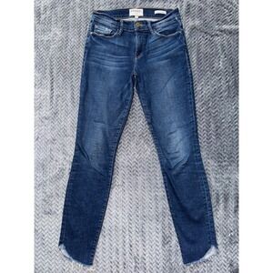 FRAME Le Skinny de‎ Jeanne Jeans Dark Wash Raw Hem Denim Womens Size 27